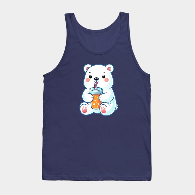 Cute Polar Bear with Softdrink Tank Top by Arief Uchiha